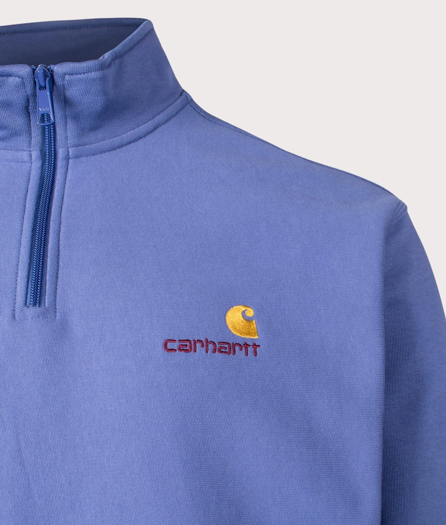 Carhartt WIP Mens Relaxed Fit Half Zip American Script Sweatshirt
